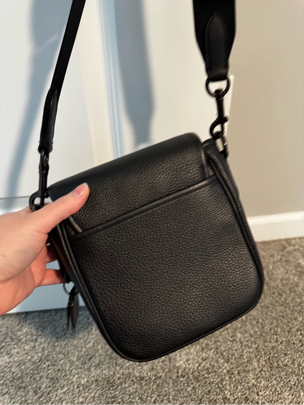 Coach Black Pebbled Leather Small Flap Crossbody - Picture 8 of 10